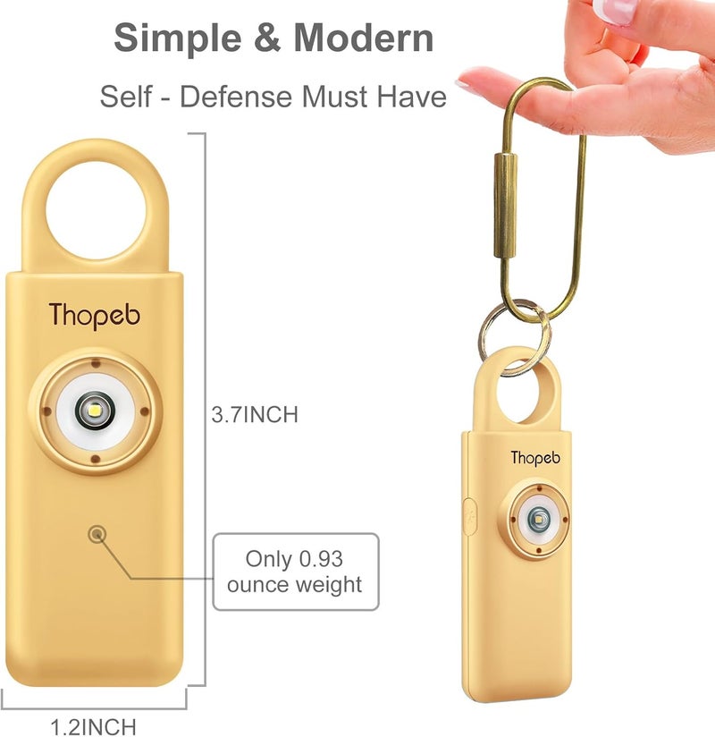 Thopeb – Personal Safety Alarm for Women–135dB Siren, Strobe Light and Rechargeable - Safety Alarm Keychain for Women (Metallic Gold) - Image 4